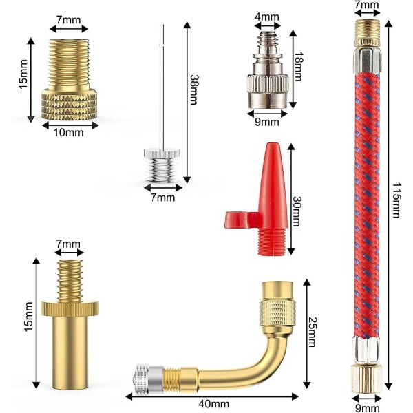 Sykkelpumpe Adapter, 12 Stykker Sykkelventil Adapter Dv Av Sv Sykkelventil Presta Schrader Sykkelventil Koblinger Inflator Spiss Sykkelinflasjonsadapter Bicyc