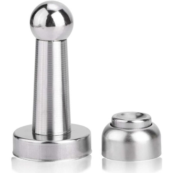 Magnetisk dørstopper, rustfritt stål magnetisk dørstopper, dørramme med settskruer, sølv