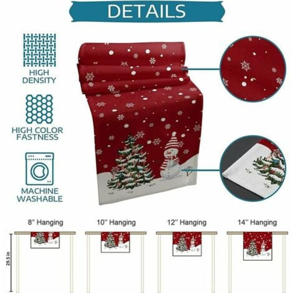 Glædelig Jul Bordløber 90 Tommer Lang Vaskbar Burlap Linen Bordkollektion til Spisning, Fest, Middag, Ferie, C