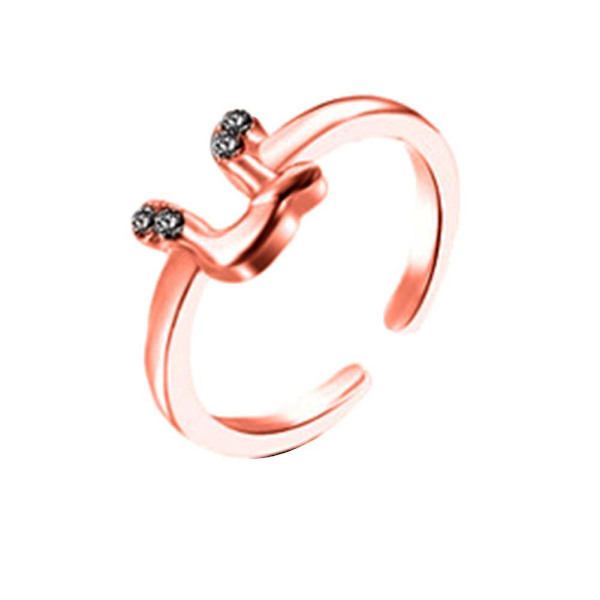 Muodi Yksinkertainen 26 Kirjainta Timanttikivillä Koristeltu Avautuva Sormus Naisten Korut Lahja Rose Gold M