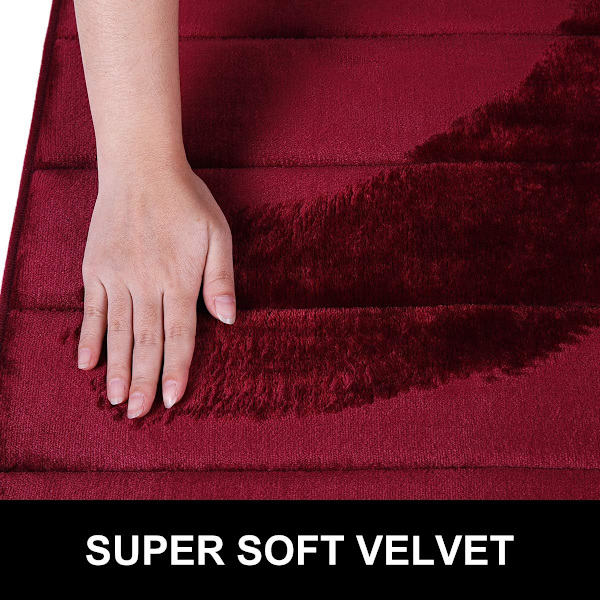 Bademåtte skridsikker absorberende bademåtte vaskbar bademåtte - 70 x 120 cm (vinrød)
