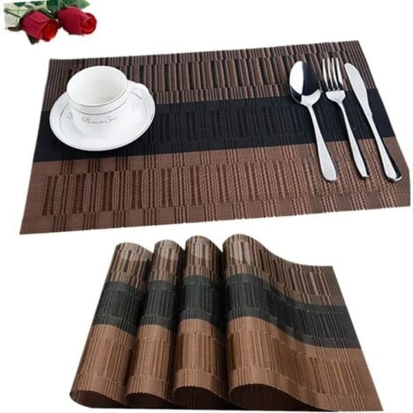 6 st halkfria PVC bordstabletter Tvättbara bordstabletter (45x30cm) bordstabletter för kök, vardagsrum, trädgård eller matsal (svart-
