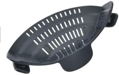 Original grå kjøkken sil, for gryter, panner og boller, justerbar.