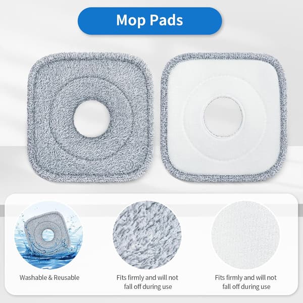 6 stk. moppehoder kompatible med moppesystem med roterende mopp og bøtte True & Tidy True Clean, 8,26 x 8,26 roterende moppeerstatningsputer