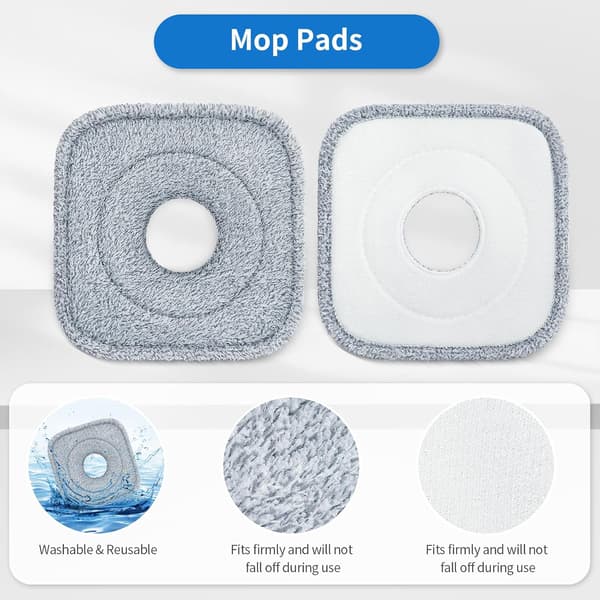 6 stk. Spin Moppepuder Kompatible med Spin Moppe og Spandesystem True & Tidy True Clean Moppe og Spandesystem, 8,26X8,26 Størrelse Spin Moppe Erstatningspuder