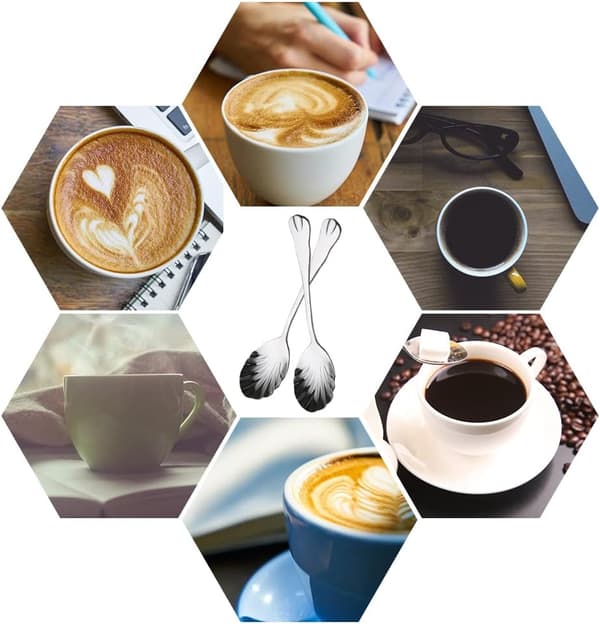 6 sølv kaffe sukker skeer rustfrit stål kaffe skeer