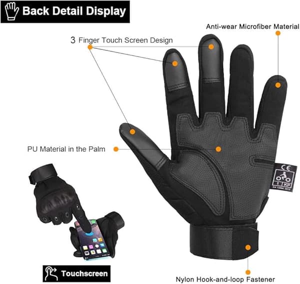 Motorcykelhandsker Fuldfinger Touchscreen Motorcykelhandsker CE