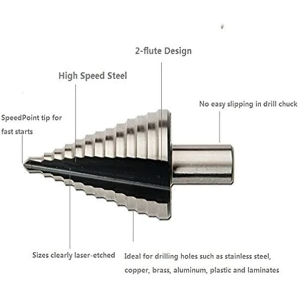 13 Titanium Trin Drill Bits, 5-35cm Højhastigheds Stål Koniske Drill Bits til Plademetal Hulskæring, Multi-Størrelse HSS Ste