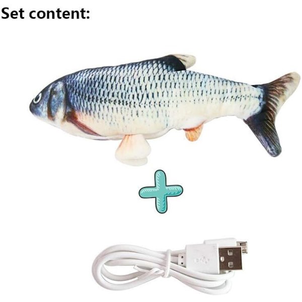 Interaktiv simulering av tvättbara plyschfiskleksaker, laddningsbar gungande fiskleksak med USB-kabel, för valpar och husdjur att leka med
