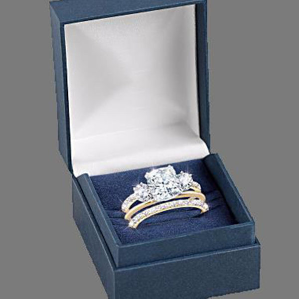 3-pack Ring med Strass Inlägg Slitstark Legering Kvinnors Fingerband för Bröllop US 7