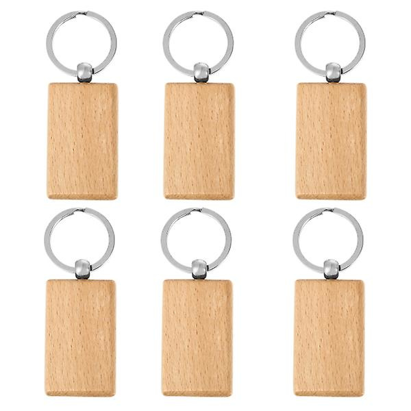 6 st DIY tränyckelringar hängen kreativa DIY nyckelring dekor solid trä DIY nyckelring hänge trä hänge nyckelring tillbehör för man man