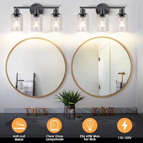 3-Armet Semi-Flush Industriel Loftlampe med Justerbare Metalgrene Vintage E27 Fatning Sort Malet Loftlampe