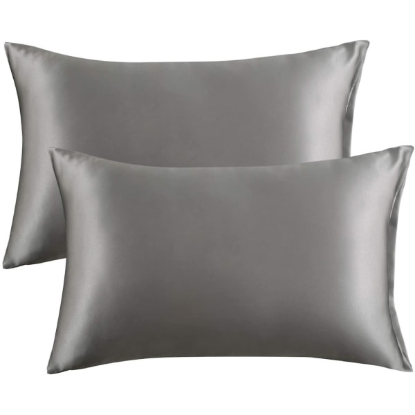 Cover för hår och hud, 2-pack, kuddfodral - Satinkuddfodral med kuvert, mörkgrå 20 x 29 Dark Grey