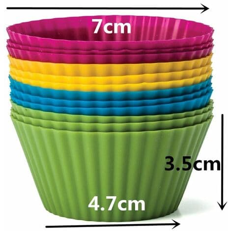 12 stk/sæt Silikone Kageform Rund Form Muffin Cupcake Bageforme Køkken Bageudstyr DIY Kagepynt Værktøj