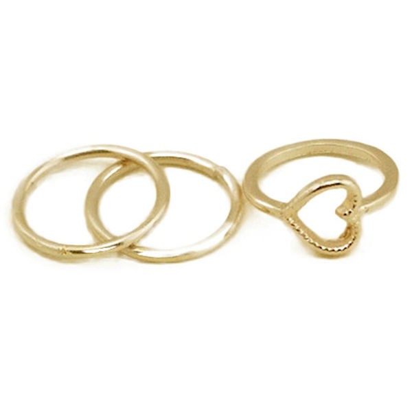 4 st Kvinnors Mode Rhinestone Hjärta Blad Knuckle Midi Band Ringar Smyckesset
