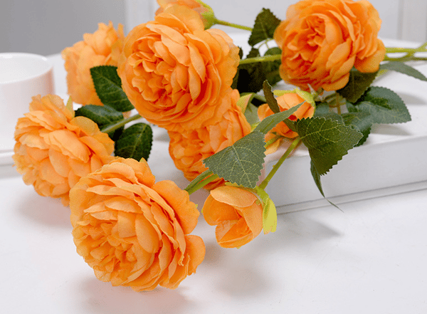 Pionblomsimulering Blomma Orange 5 st