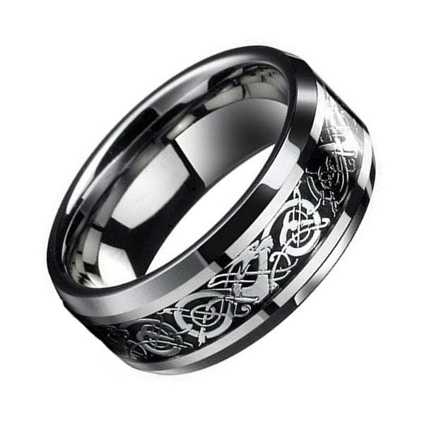 Fashion Herr Celtic Dragon Carving Titanium Stål Bröllop Band Ring Smycken Present Size 8