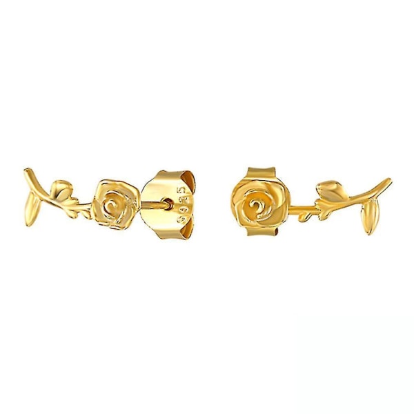 ear Studs Golden Rose S925 Sterling Silver Earrings For Wedding