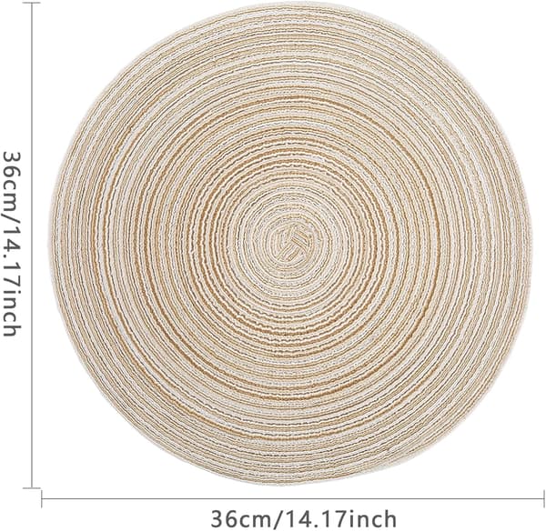36 cm (Beige) Bordstabletter, Rund PP Flätad Bordstablett Set om 6