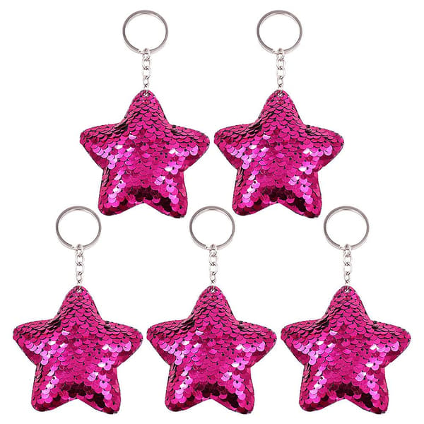 5 stk Billede Nøglering Stjerne Nøglering Stjerne Nøgle Charms Sequin Nøglering