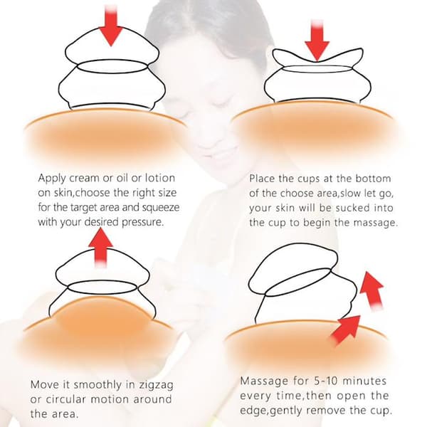 Cupping til fuld kropsmassage - 4-pak - XS-L