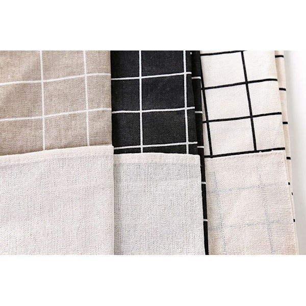 Bomullslin forkle Plaid Halter forkle Hjem Kjøkken Mid-Length Arbeidsforkle (Grå),