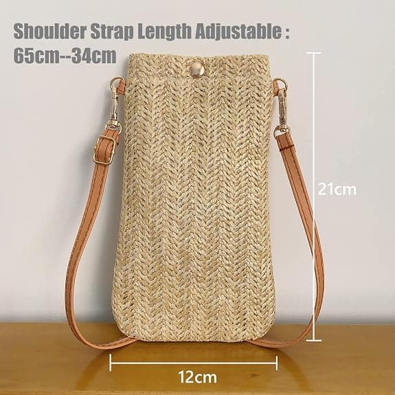 Khaki Crossbody Tasker, Casual Vævede Stråtasker til Kvinder
