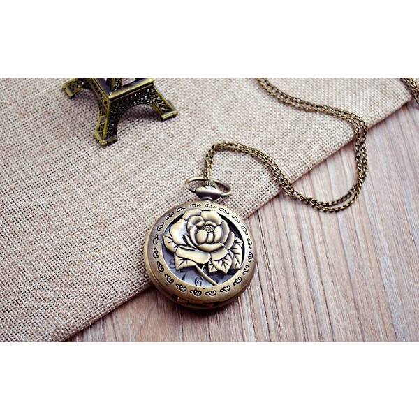 Blomsterserie Steampunk Kvartsfick-ur Retro Halv Hunter Skalfick-ur för Kvinnor
