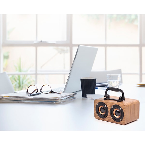 Bluetooth bärbar högtalare, retro enkel trähögtalare, mini trådlös Bluetooth-högtalare (svart träkorn)