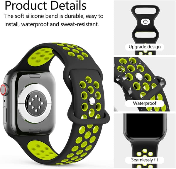 Rem til Apple Watch-rem (Sort/Grøn) 49 mm 45 mm 44 mm 42 mm