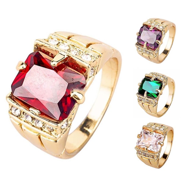 Lyxig Herrar Kvadratisk Kubisk Zirkonia Rhinestone Finger Ring Bröllops Smycken Present Purple US 13