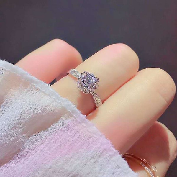 Bryllup Forlovelse Hul Blomst Zirkonia Finger Ring Brude Smykker Gave US 9