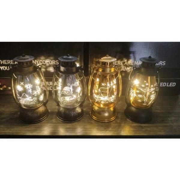 4 stk. Elektroniske stearinlys julelys halloween dekorasjon retro led vindlykt håndverk gave, svingende veke