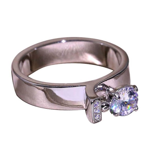 Dame Ring med Runde Cubic Zirconia Inlagt - Bryllup, Forlovelse, Smykkegave Us10