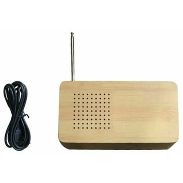 Retro monitoiminen puinen yöpöytäradio, hiljainen herätyskello laiskoille, luova lahja elektroninen kello (pisteytetty verkko
