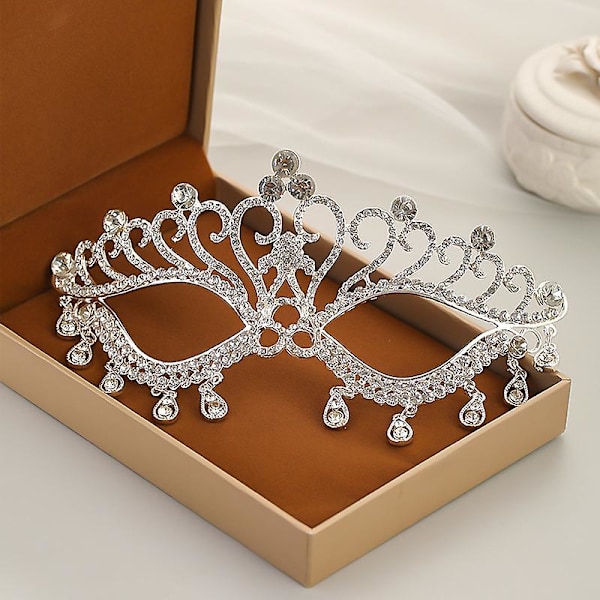 Bröllops Maskerad Mask Rhinestone Inlagd Glansig Lyxig Metall Mask För Män Och Kvinnor Dansfest
