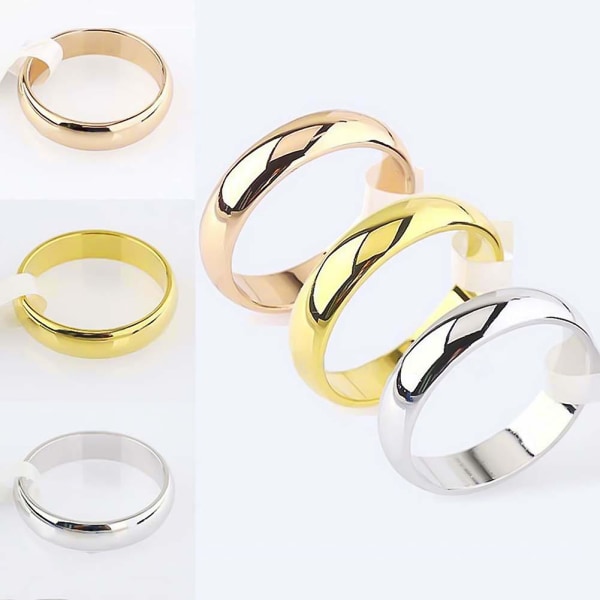 Mode Unisex Fint Poleret Kuppel Rustfrit Stål Finger Ring Bryllups Smykker Golden US 9