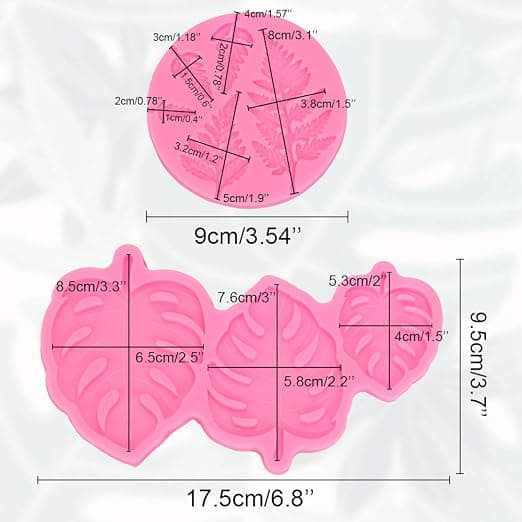 2 st Silikonblad Fondantform Tropiska Blad Fluffiga Blad