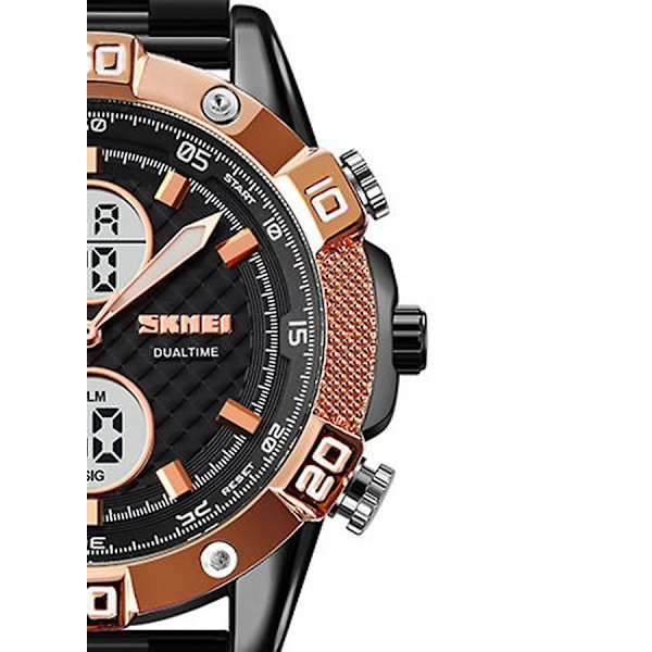 Herre Fashion Sports Quartz Dobbelt Display Digital Vandtæt Ur 1838
