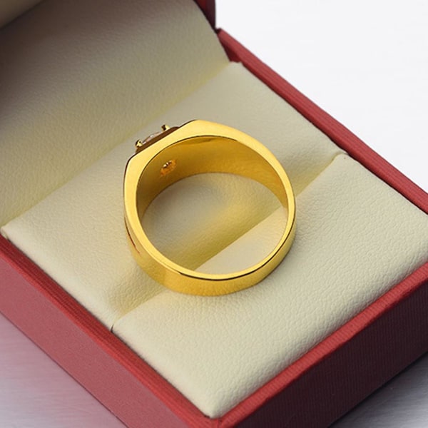 Mænd Bling Rhinestone indlagt bryllupsfest bredbånd ring finger smykker gave White Gold US 10