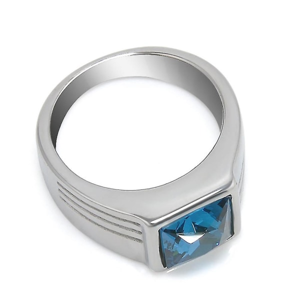 Underbara blå fyrkantiga rhinestone bröllopsringar för män med fingerring storlek 7-11 8