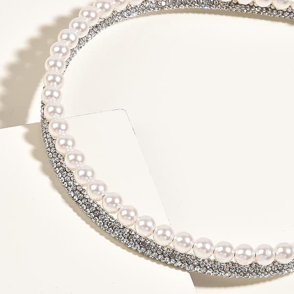 Perle Rhinestones Hodebånd Dobbel Rad Hodeplagg Enkle Elegante Blings Mote Hårtilbehør For Double Row Drill Black Paste