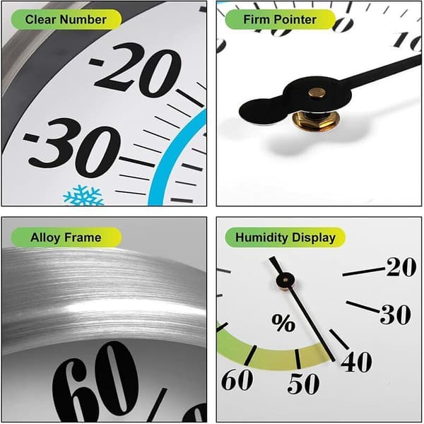 12-tums utomhustermometer – 2-i-1 trådlös väggmonterad termometerhygrometer – Område -50 till 60 °C – Noggrannhet +/- 2 °C