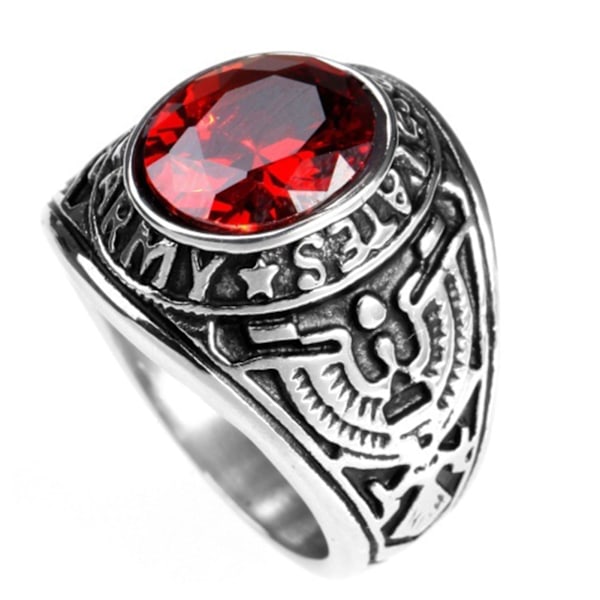 Ring Punk Oval Form Rhinestone Inlagd Punk Klassisk Ring För Fest Red 11