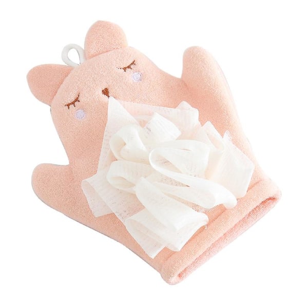 Badhandduk för barn med dubbla ändamål tecknad svamp Baby Badhandskar Bad Gnugga tillbaka Skummande nätartefakt pink