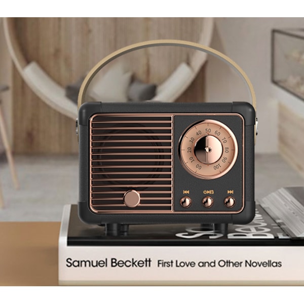 Retro bærbar lyd, nostalgisk mini bluetooth højttaler (den sorte)