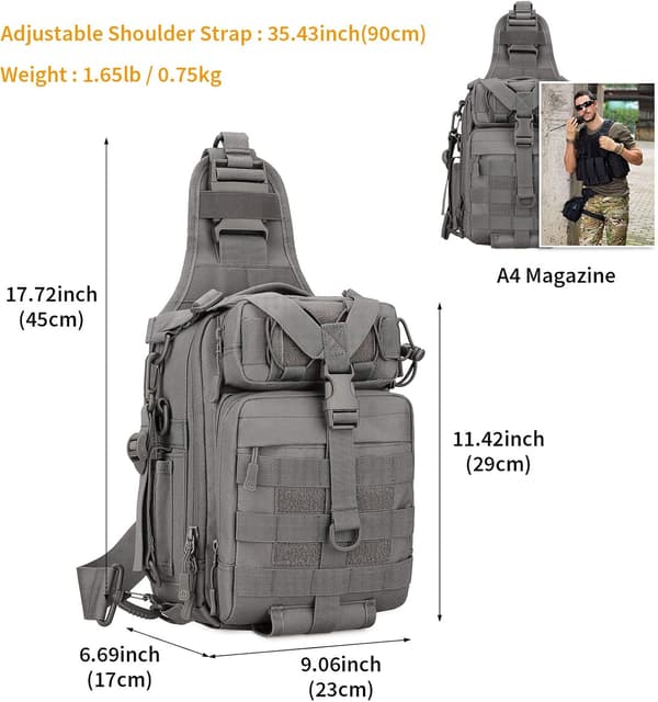 Tactical Sling -rintareppu Molle Daypack Mini-reppu Assault