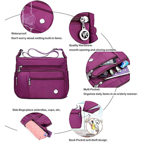 Damväska med axelrem Rymlig Väska med Flera Fack Dam Crossbody Handväska Mode Tote Övre Handtag Satchel A916-1171 Red