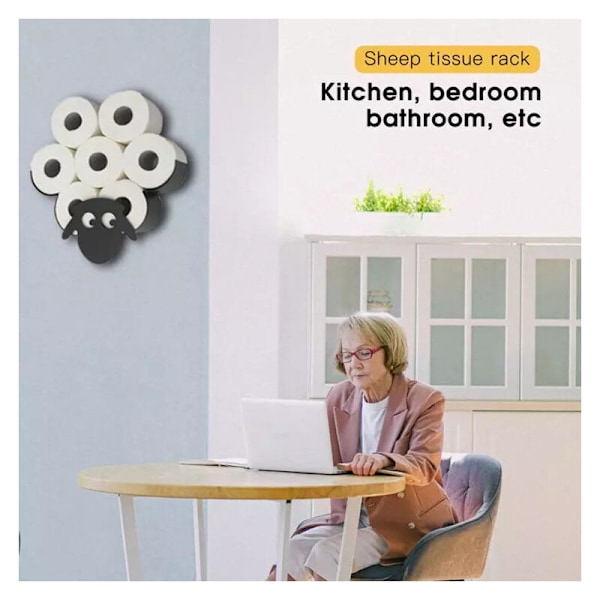 BETT Væghængt Toiletpapirholder i Træ - Får Design - Sort