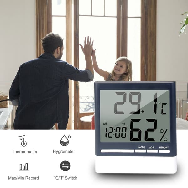 Digital indendørs elektronisk termometer og hygrometer